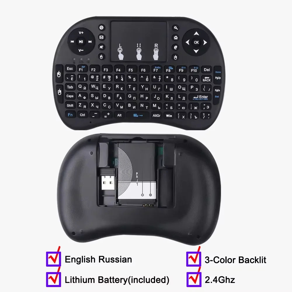Dual-Mode Bluetooth & 2.4G Mini Keyboard with Touchpad and Scroll Wheel
