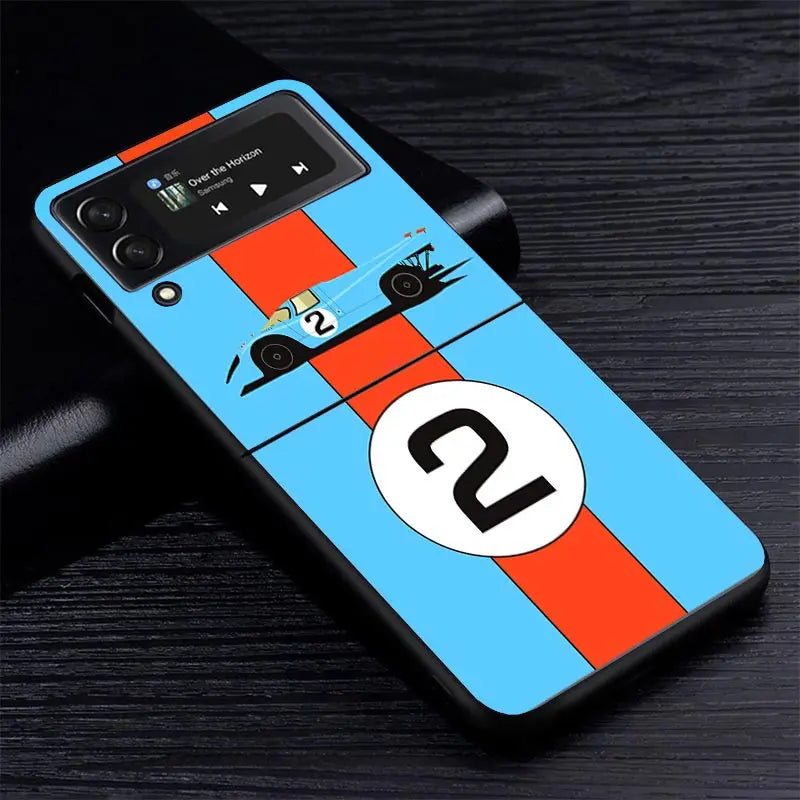 Car Blue Orange Stripe Z Flip Case