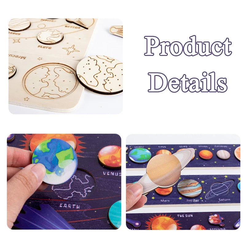 Children Montessori Wooden Solar System Planets Game
