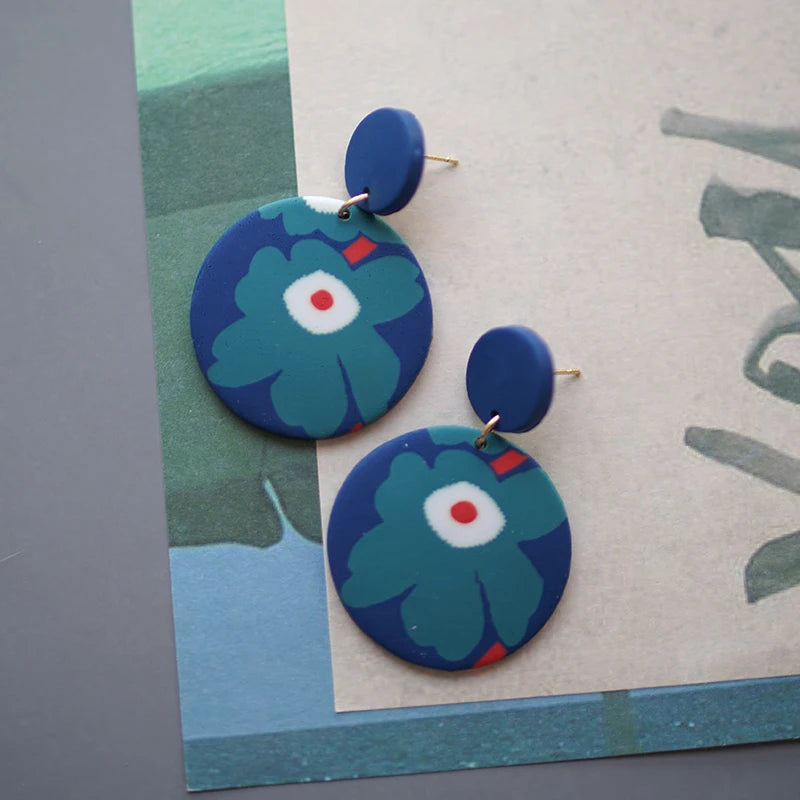 Flower Abstract Art Deco Pattern Earrings