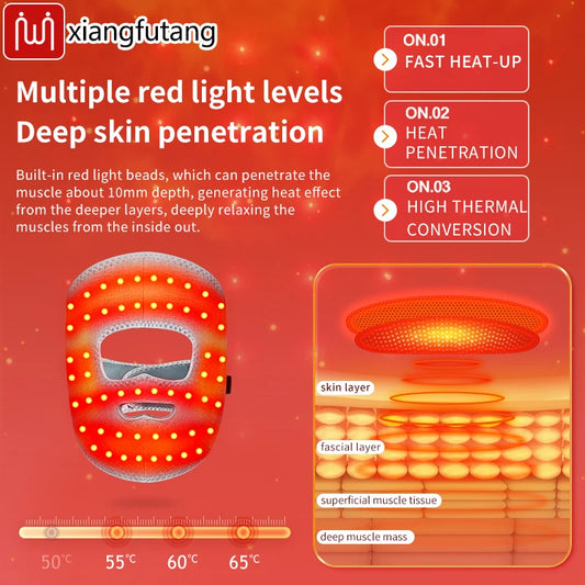 Electric Heated Red Light Facial Massager Mask