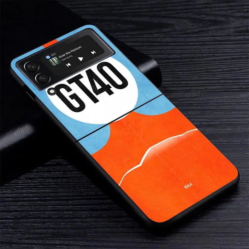 Car Blue Orange Stripe Z Flip Case