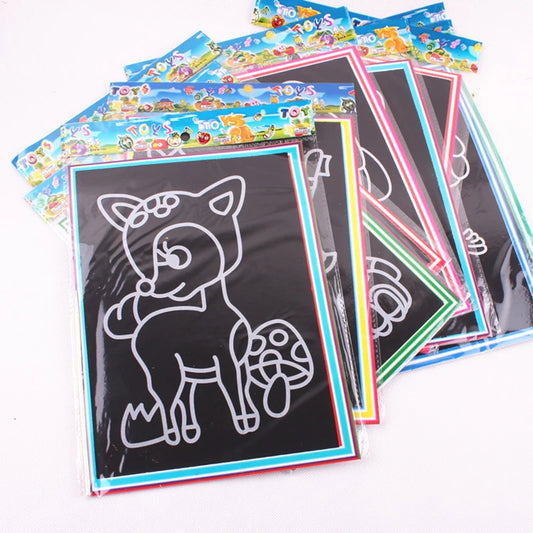 5-10Pcs Scratch Art Paper With Drawing Stick