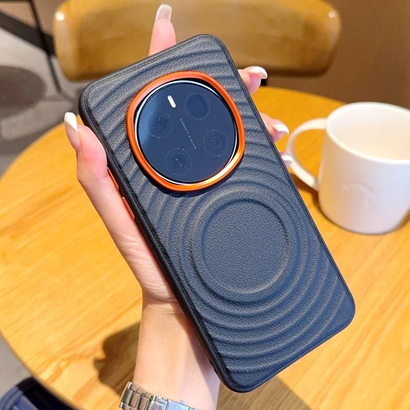 Magnetic Ripple Pattern Leather Back Cover Case For Honor Magic 6 7 Pro