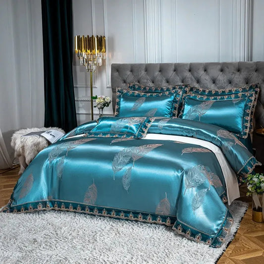 Jacquard Satin Soft Duvet Cover Set