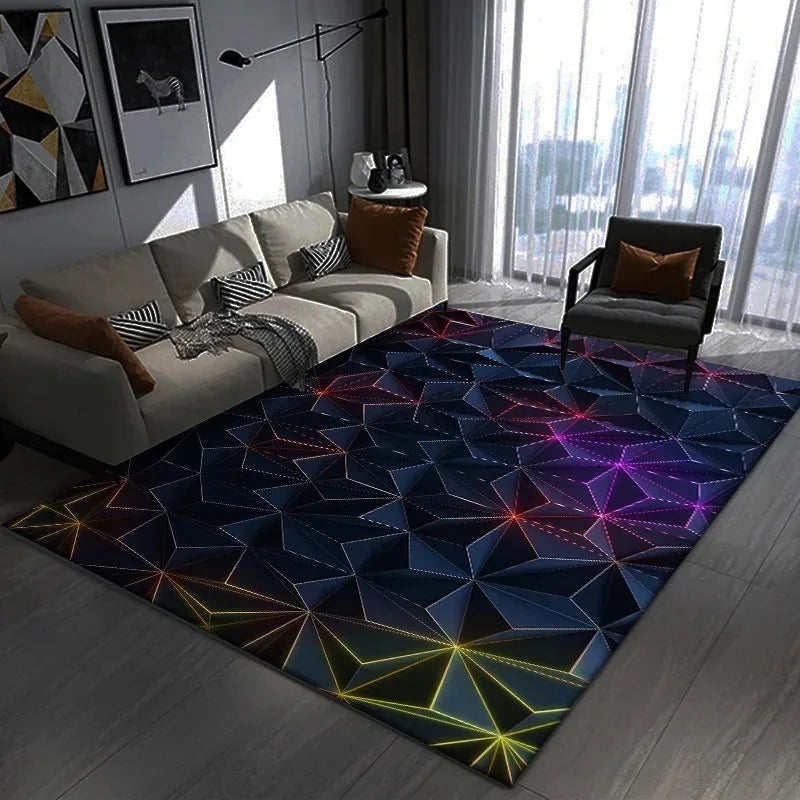 Dazzling 3D Visual Geometry Pattern Carpet