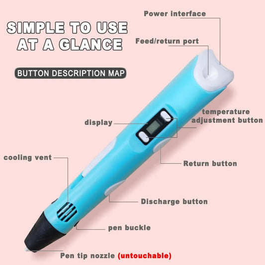 USB 3D Printing Pen with 9m PLA Filament Kit