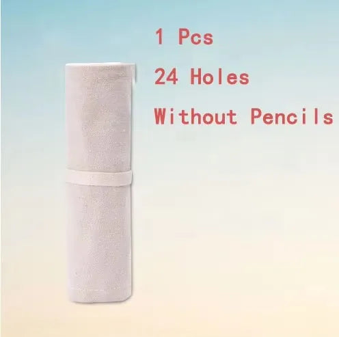 Canvas Roll-Up Pencil Case with Multi-Slot Storage