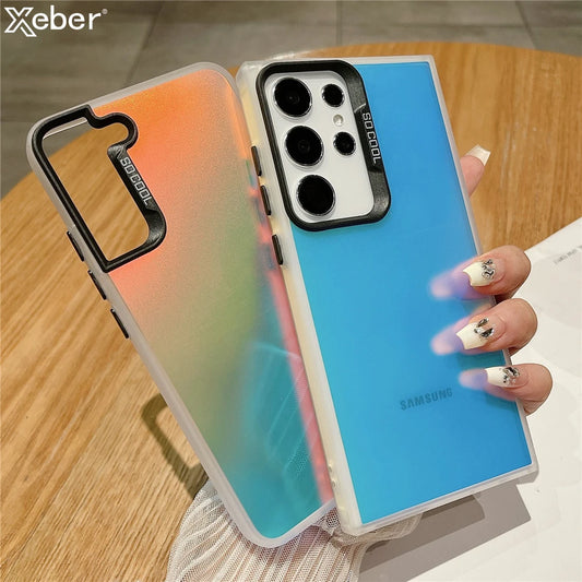 Laser Glitter Hard Phone Case For Samsung S24 S23 Ultra S22 Plus S21 S20 FE Note 20