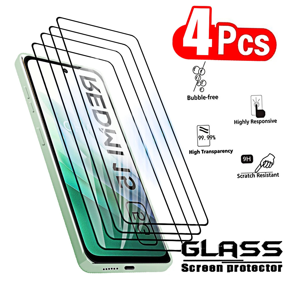 4Pcs Tempered Glass Screen Protector for Redmi 15