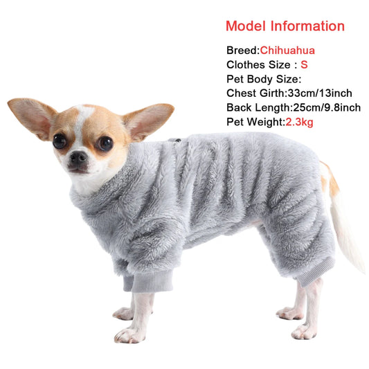 Warm Fleece Dog Jumpsuit with D-Ring