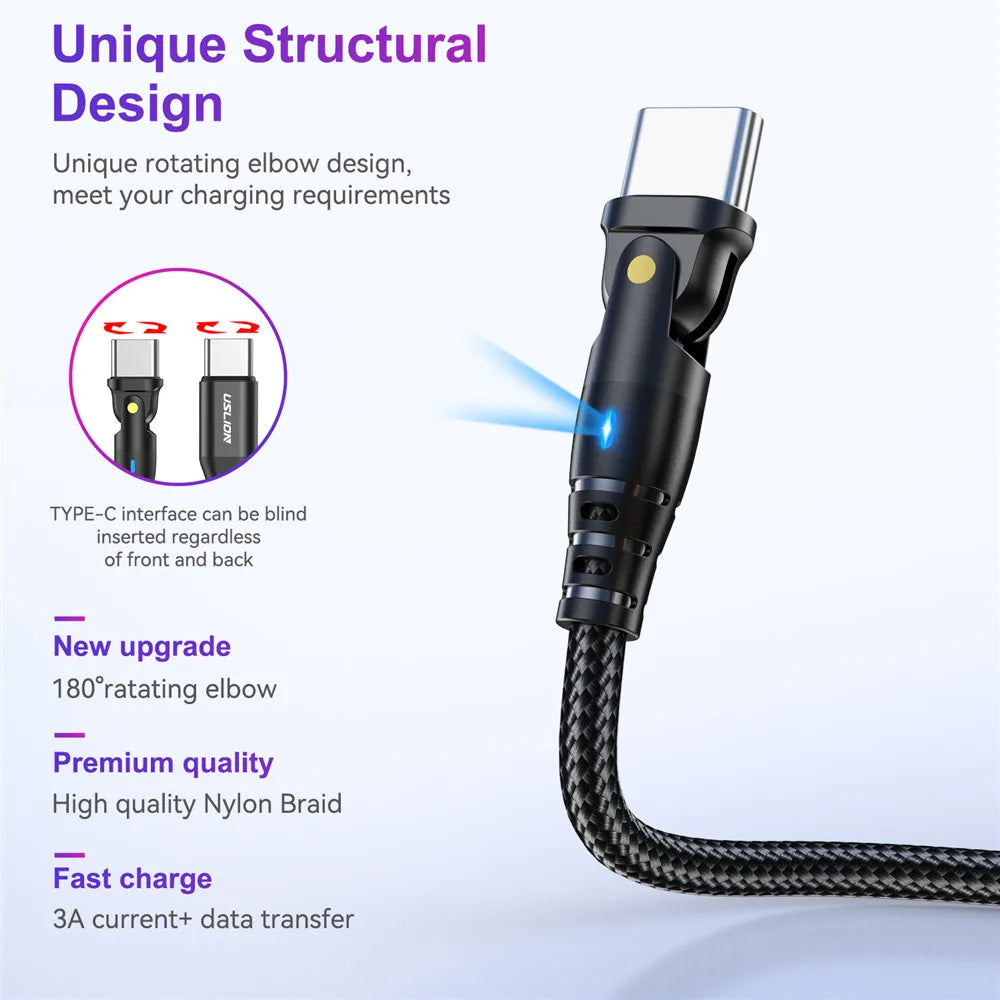 USLION 60W USB Cable 3A PD Type C