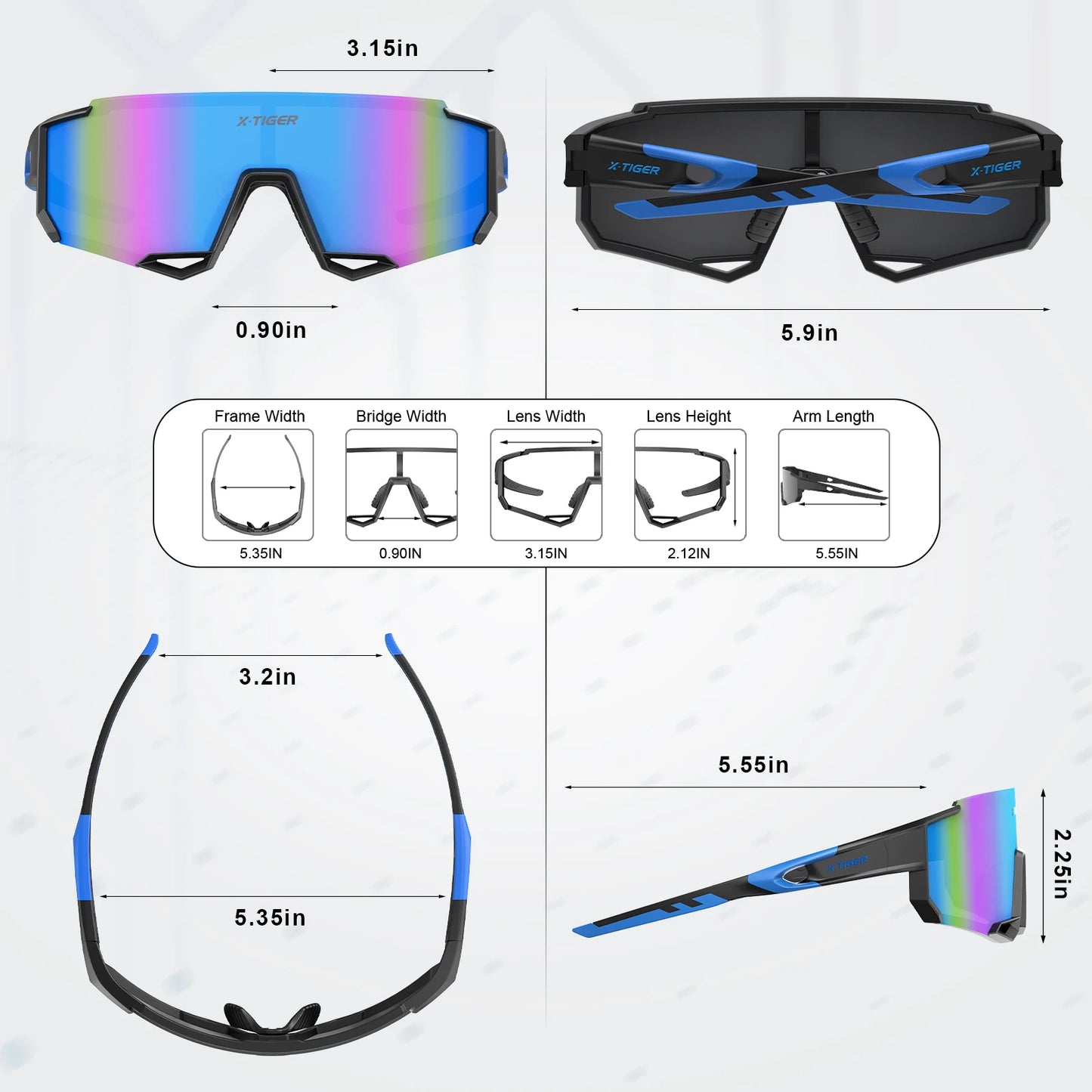 X-TIGER Adult Polarized Cycling Glasses