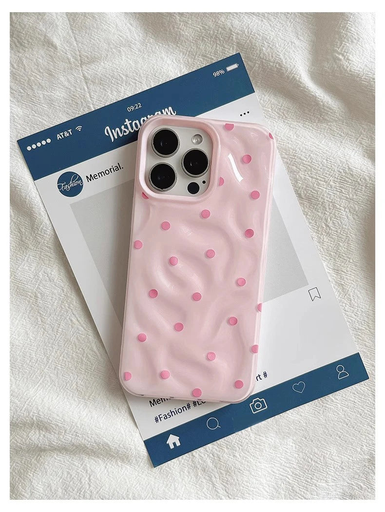 Love Polka Dot Folds Texture Phone Case For IPhone