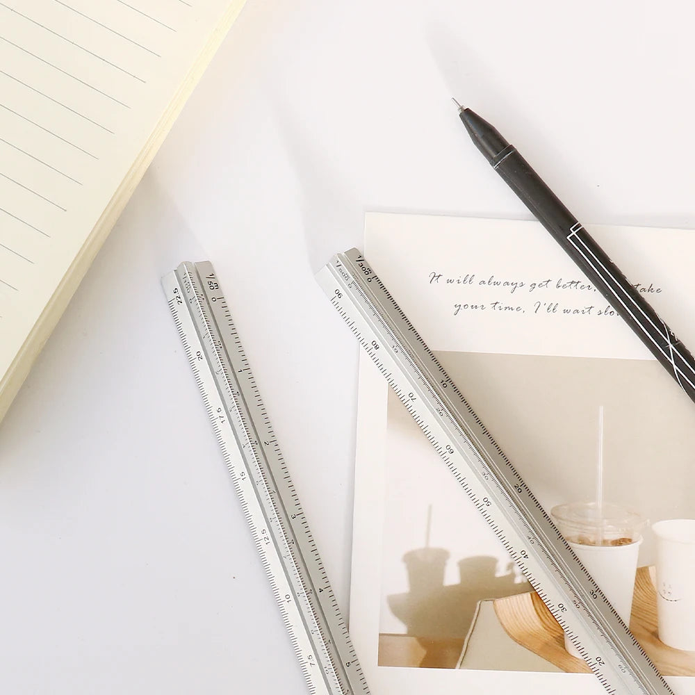 TUTU Colorful 15cm Aluminum Triangular Scale Ruler