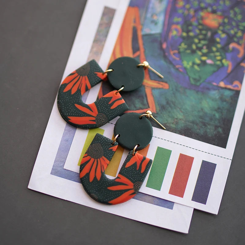 Art Floral Pattern Earrings