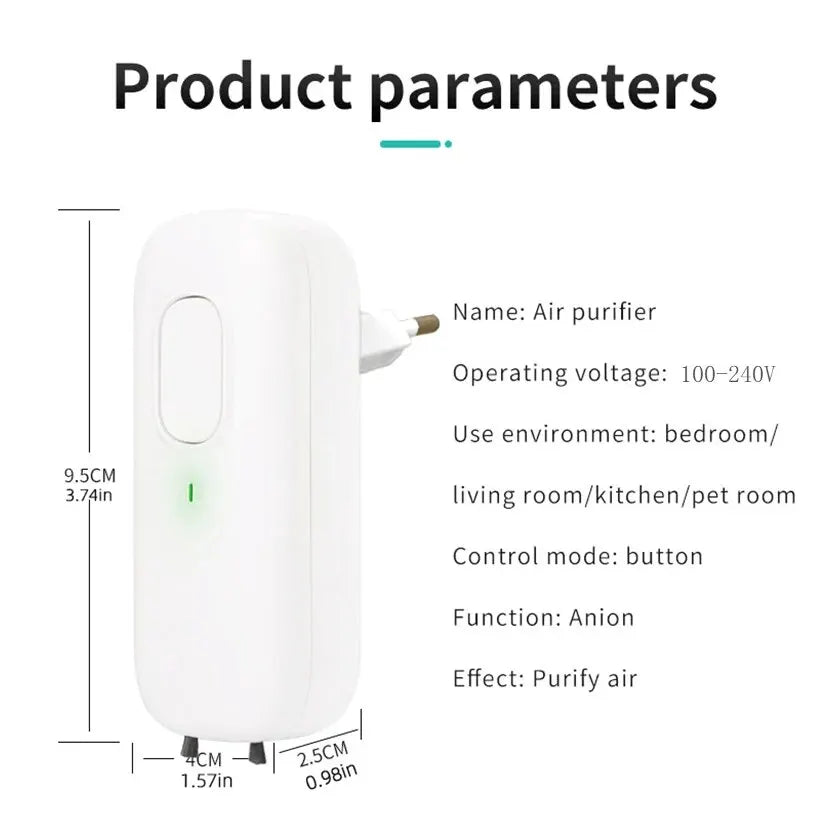 Plug-in Air Purifier with Negative Ion Generator