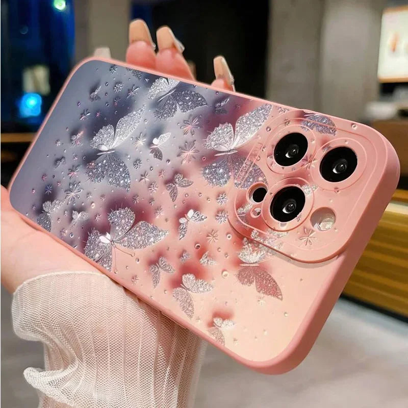 Butterfly & Floral Design Shockproof Phone Case for iPhone
