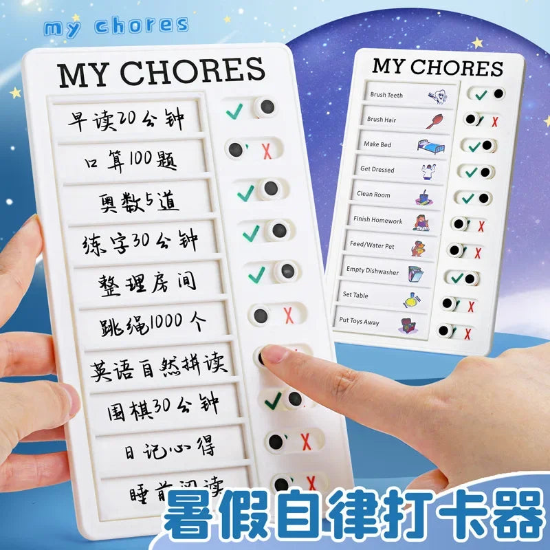 1 Pc Kids Chore Chart with 20 Pcs Blank Card,Plastic Checklist Board