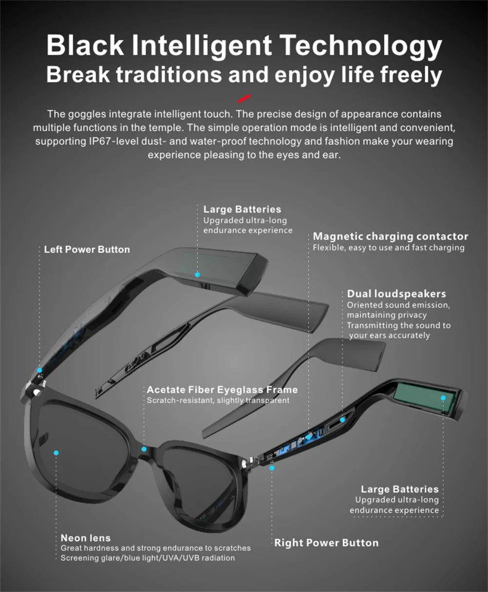 Stereo Sound Wireless Bluetooth Sunglasses