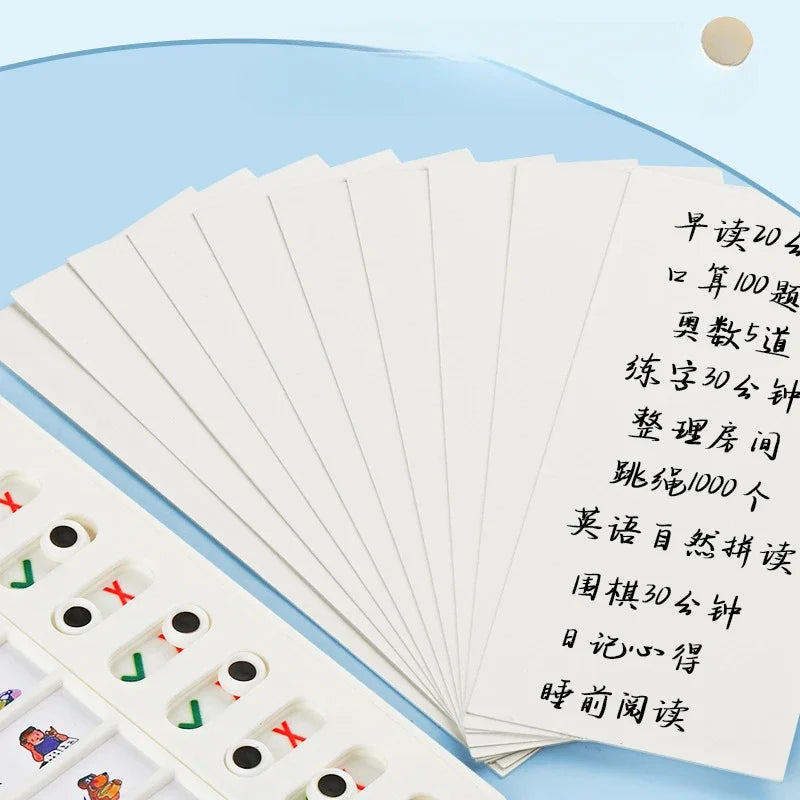 1 Pc Kids Chore Chart with 20 Pcs Blank Card,Plastic Checklist Board