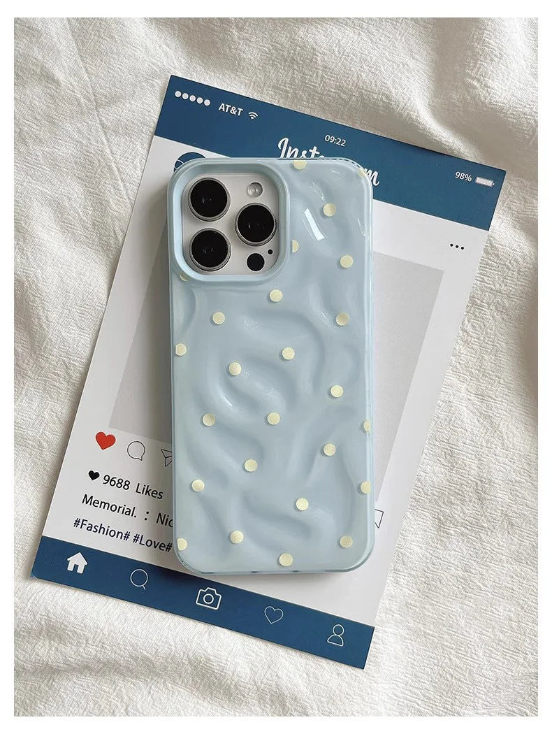 Love Polka Dot Folds Texture Phone Case For IPhone
