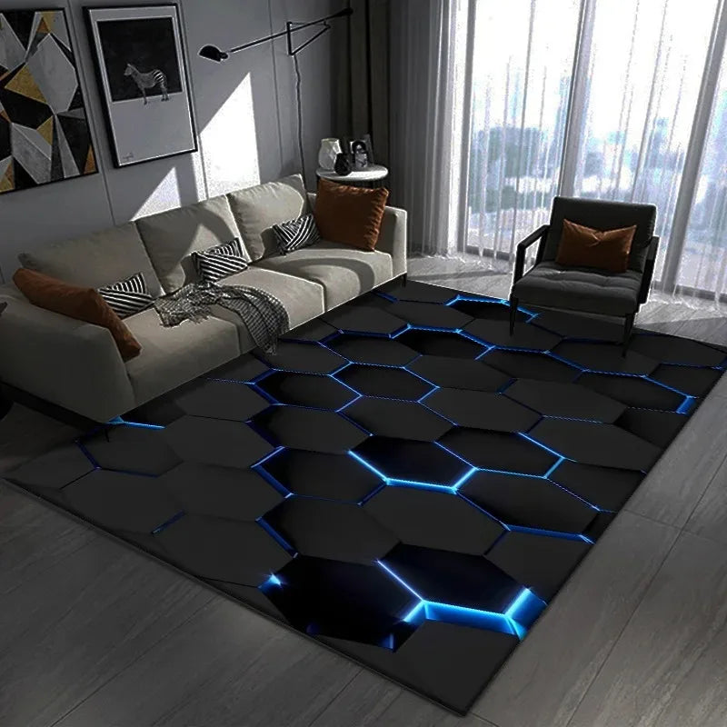 Dazzling 3D Visual Geometry Pattern Carpet