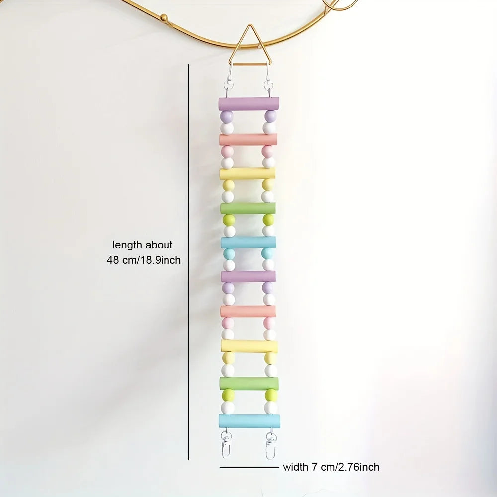 Wooden Bird Climbing Ladder & Hanging Play Toy