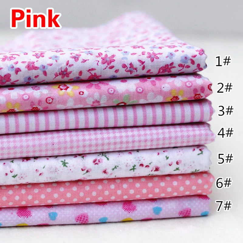 7Pcs/Set 25cmx25cm Square Cotton Fabric Printed For Patchwork
