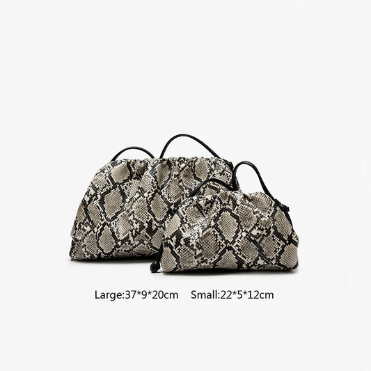 Ruched Snake Print Shoulder & Crossbody Bag