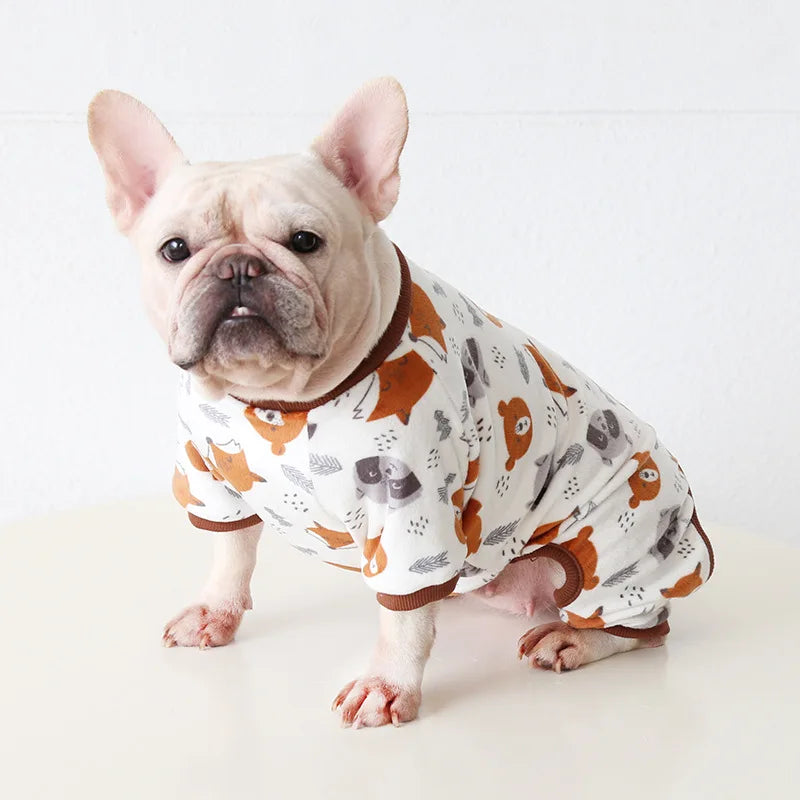 Cartoon Print Fleece Dog Jumpsuit