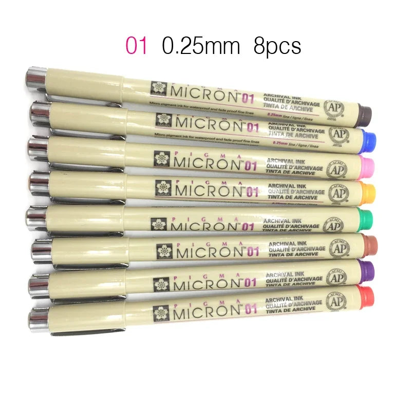 Set of 8/14colors SAKURA Pigma Micron Liner Pen 0.25mm 0.45mm
