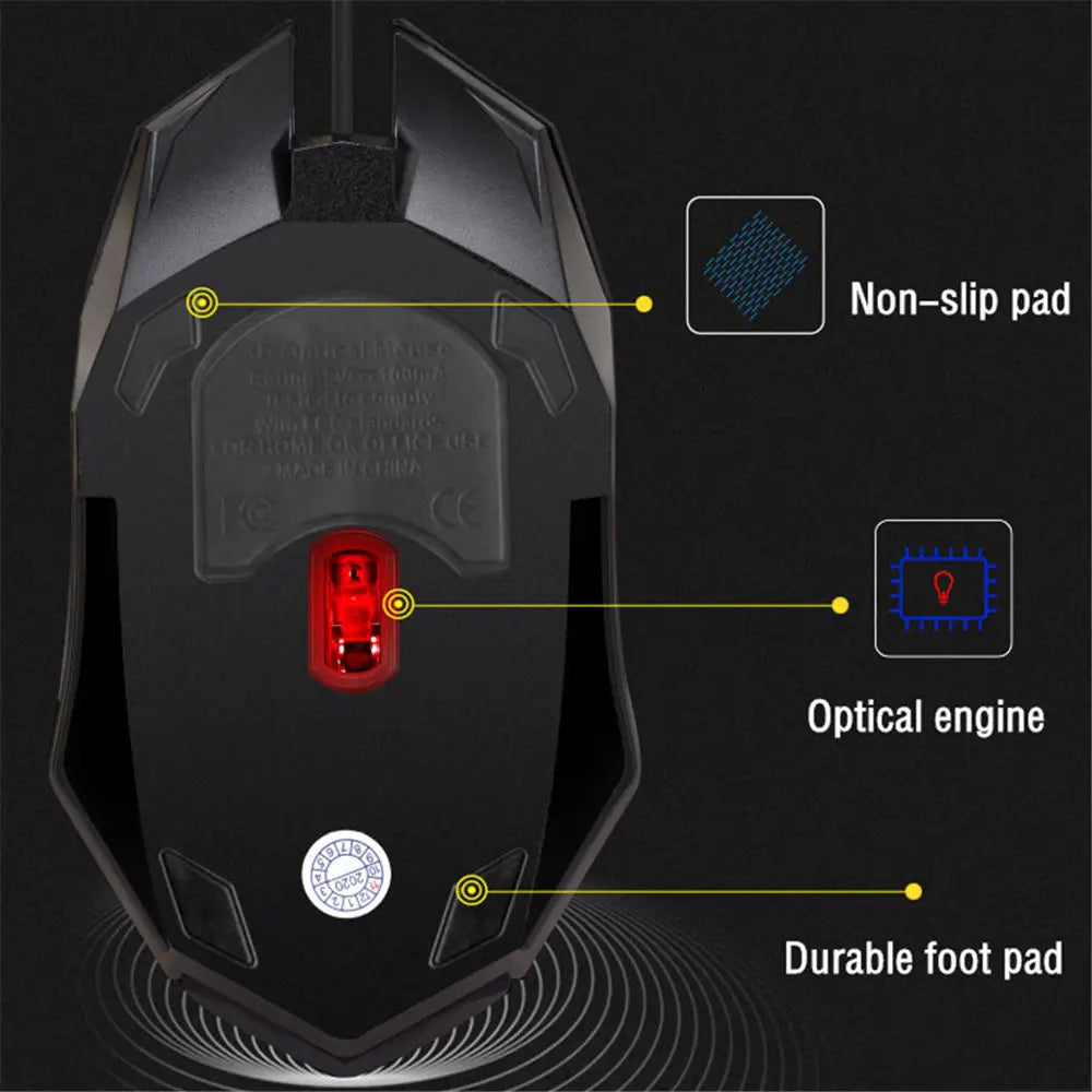 1 PC ITLY M01 Sports LED Luminous Backlit USB Wired Gaming Mouse