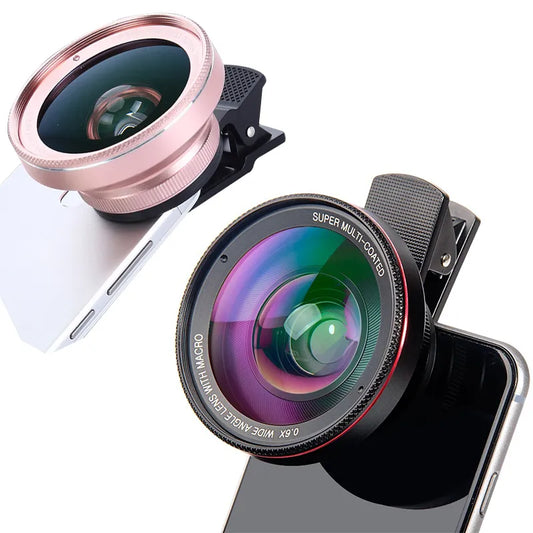 0.45X 0.6X Wide Angle + 15X Macro Lens 2 in 1 Mobile Phone Lense Camera Kit