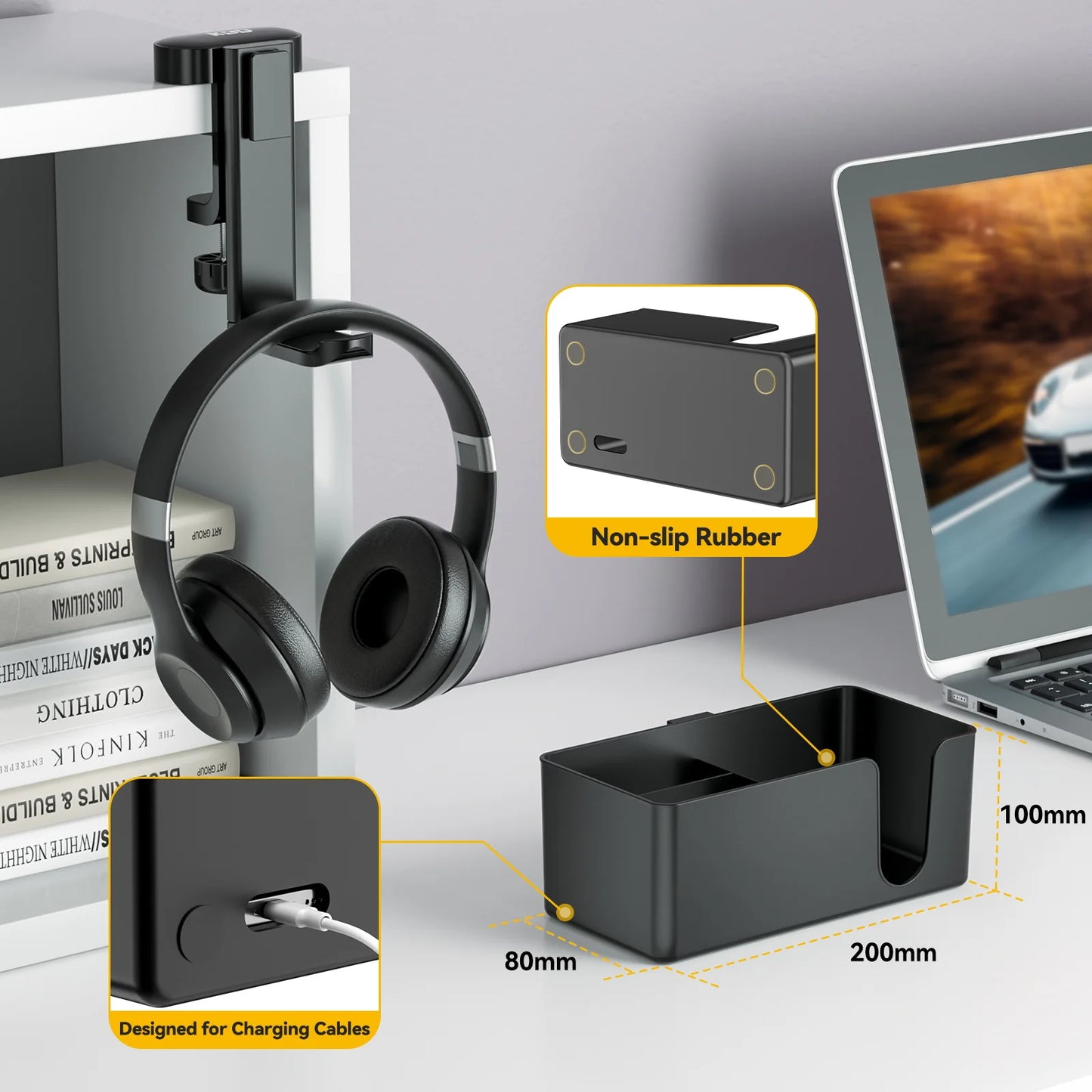 4 in 1 Desk Headphone Hanger Clamp