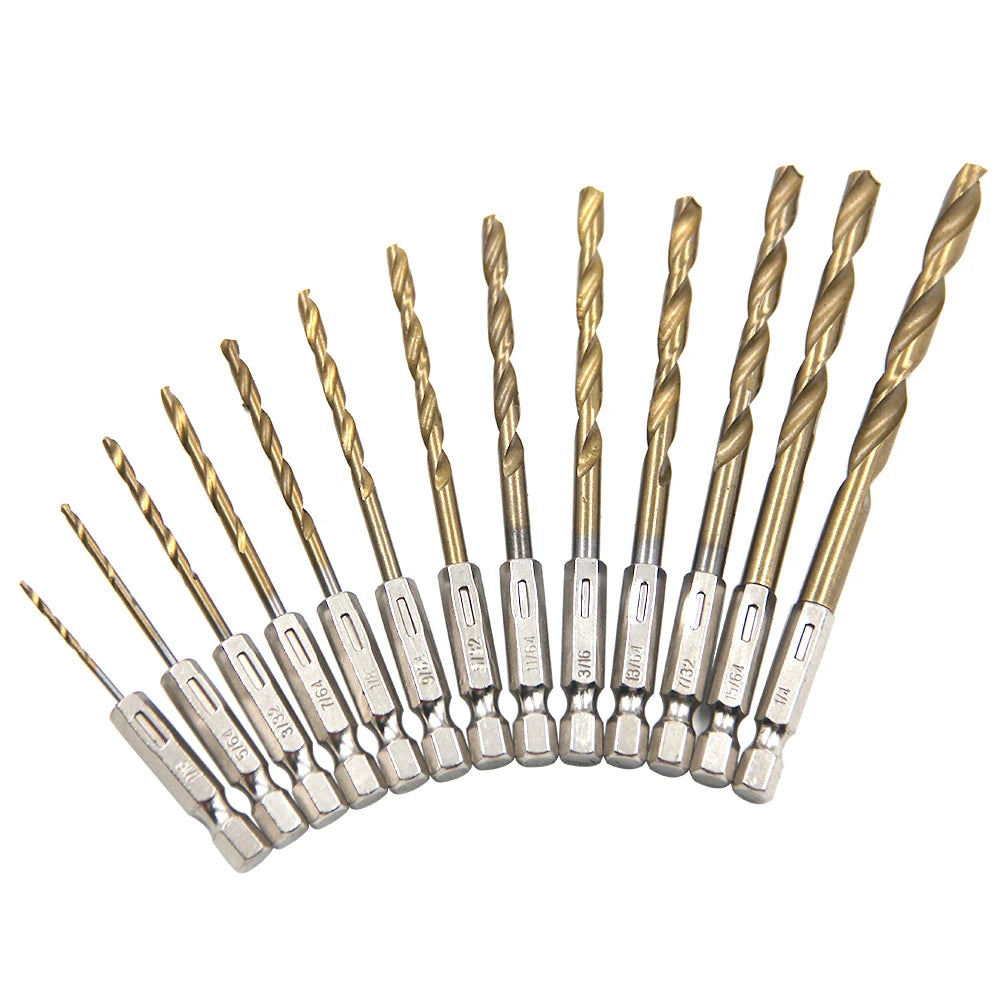 Hexagonal handle 13pc Titanium Twists drill