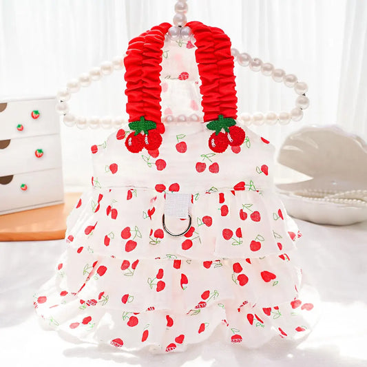 Cherry Print Princess Dress for Dogs & Cats