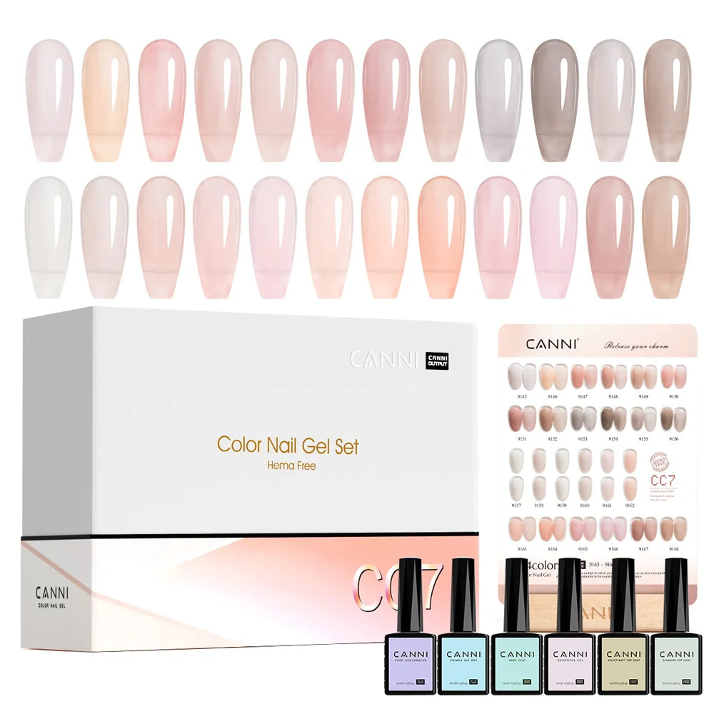 2/6pcs/kit CANNI HEMA FREE Nail Gel Polish Kit Semi Permanent