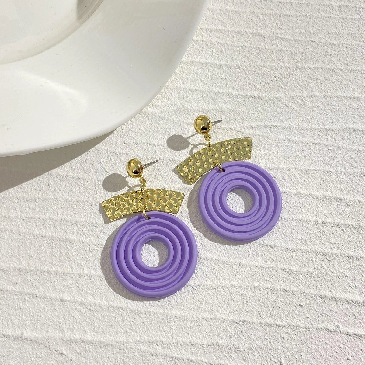 AENSOA Colorful Painted Pattern Acrylic Drop Earrings