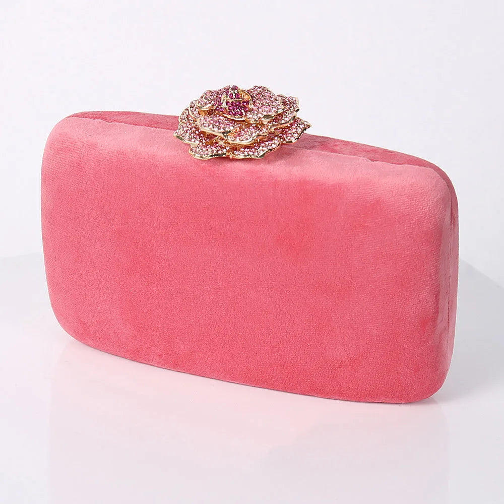 Diamonds Flower Velvet Evening Bag