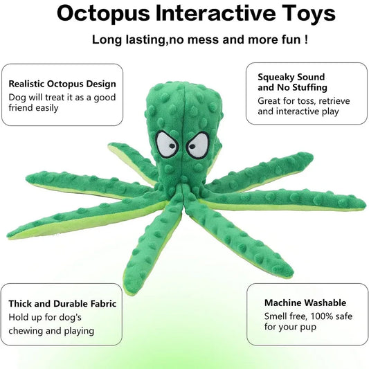 Stuffing-Free Octopus Squeaky Dog Toy