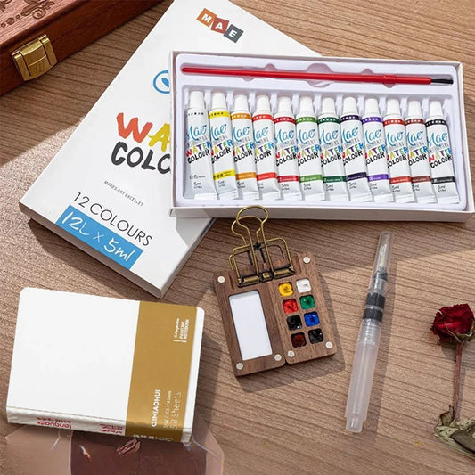 Mini Portable Watercolor Travel Palette Set