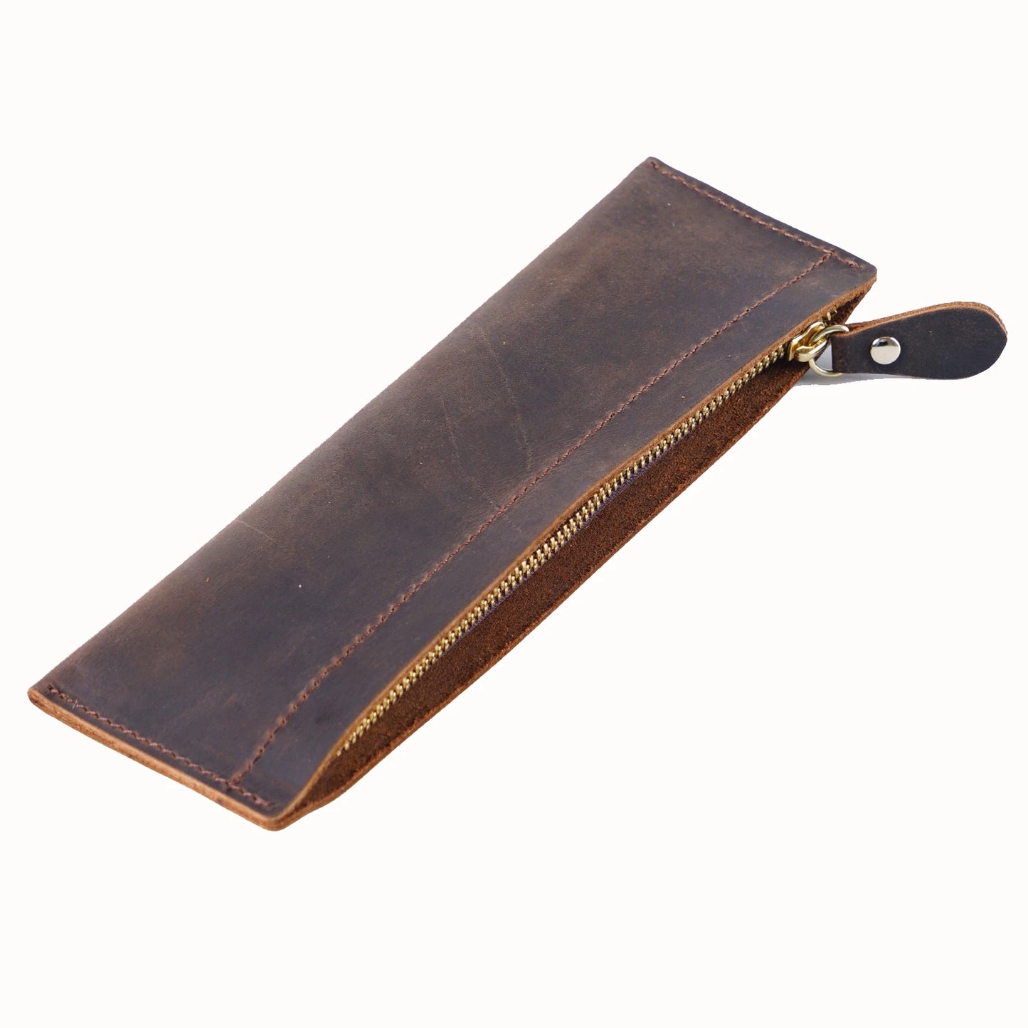 Genuine Leather Handmade Zipper Pencil Case