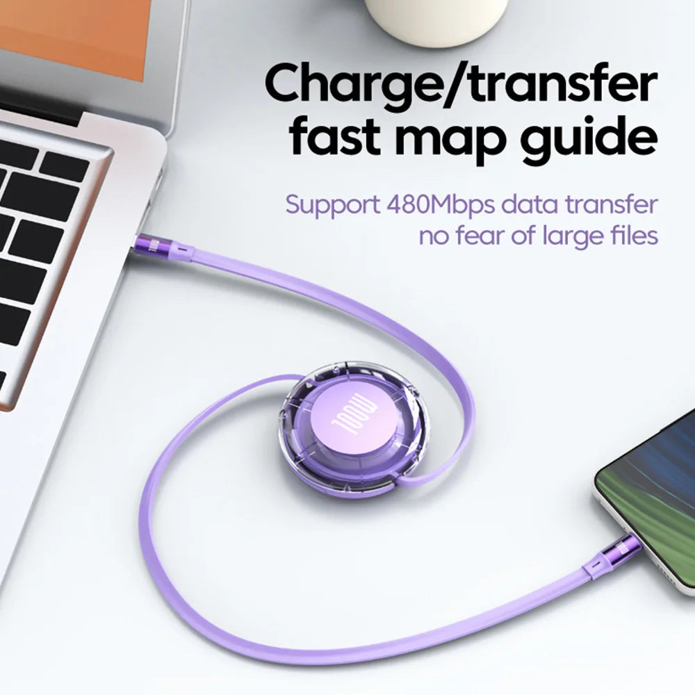 Retractable Cable USB Type C to Type C For Iphone Huawei