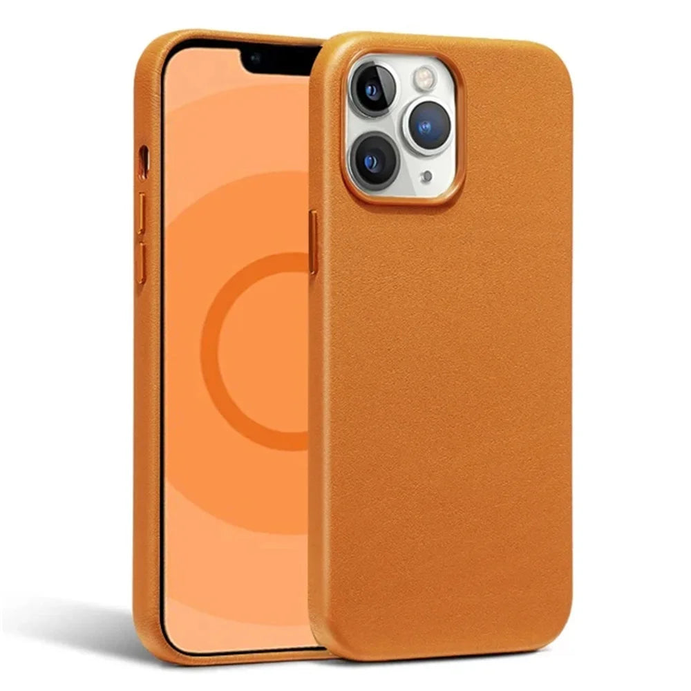 Luxury Leather Magnetic Wireless Charging Case For iPhone