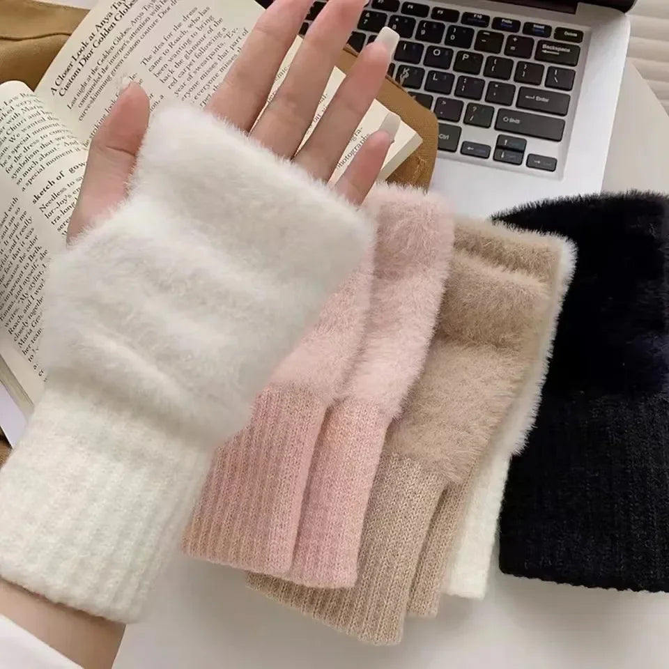 Fleece Half Finger Gloves