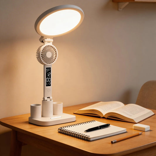 LED Desk Lamp with Fan – Adjustable Brightness & Color Temperature