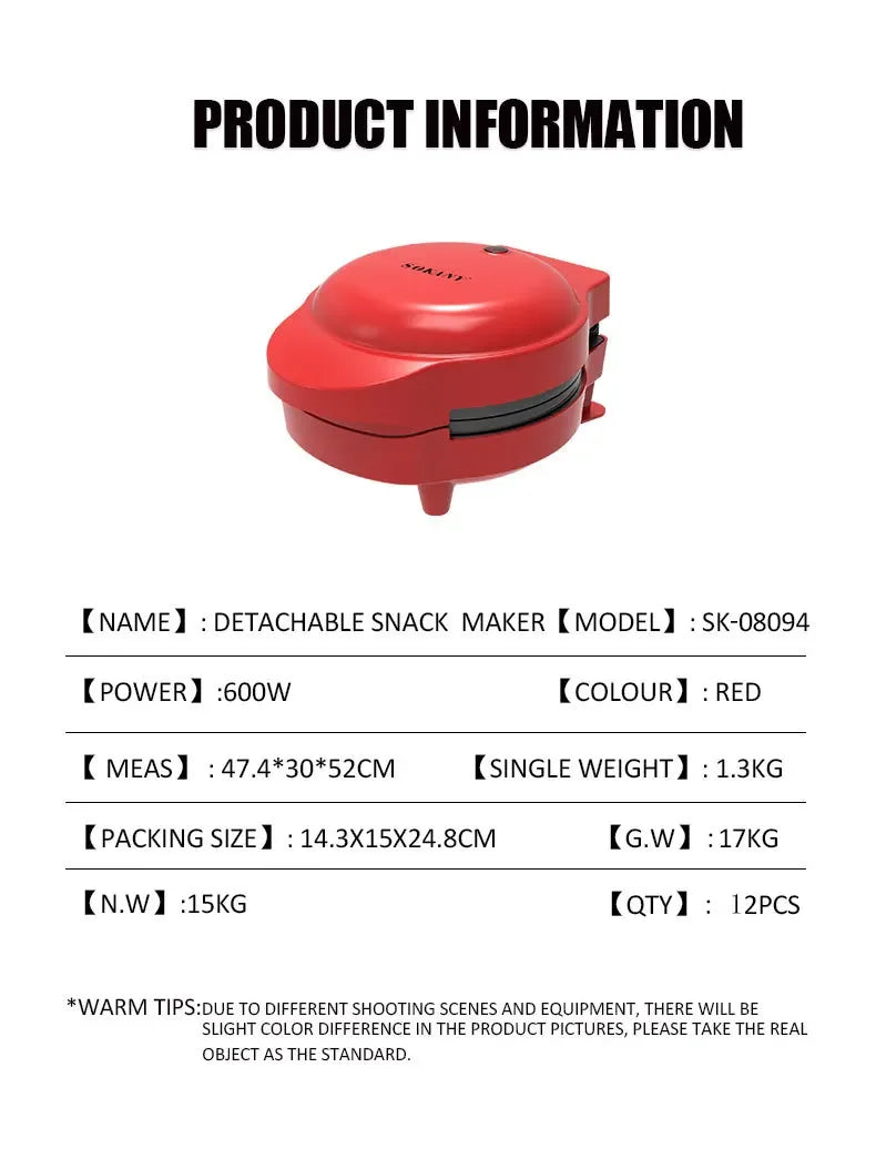 Houselin Mini Waffles Maker with 5 Removable Plates