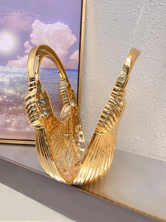 Gold Acrylic Minaudiere Evening Clutch with Chain Strap