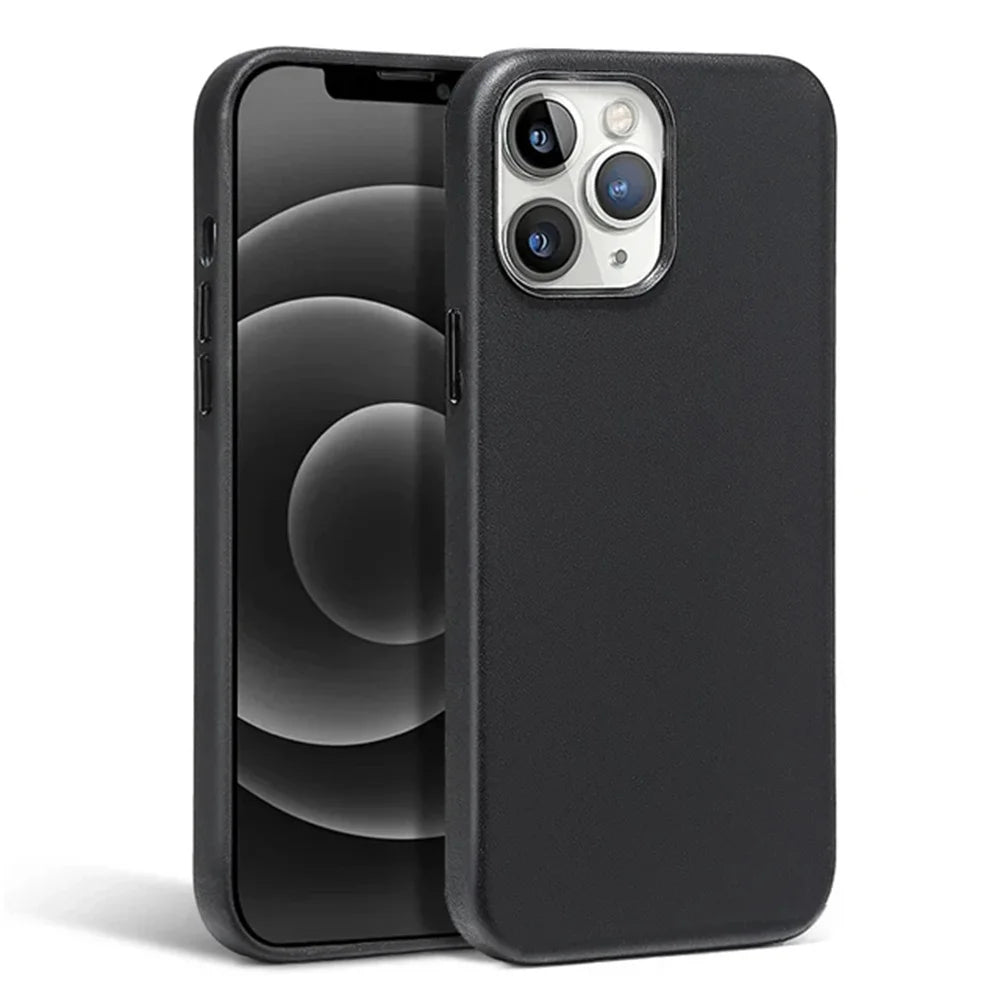 Luxury Leather Magnetic Wireless Charging Case For iPhone